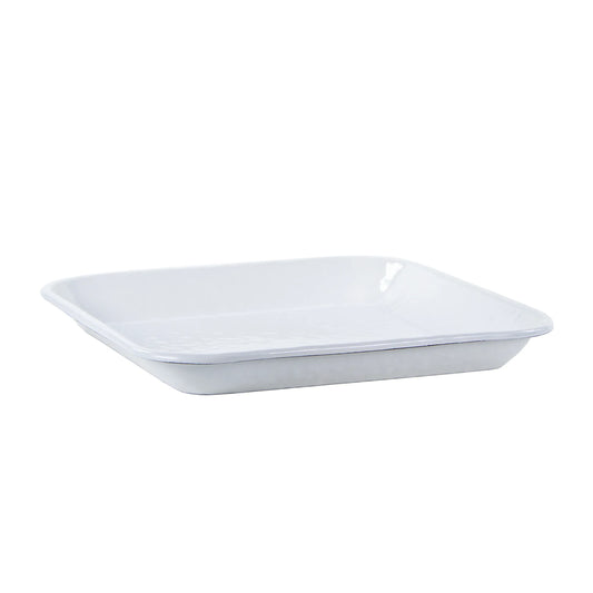 WW09S2 - White Solid Square Trays - Set of 2 - Golden Rabbit Enamelware