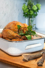 WW15 - White Solid Roasting Pan - Golden Rabbit Enamelware