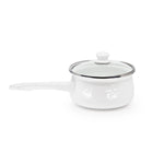 WW19 - White Solid Sauce Pan - Golden Rabbit Enamelware