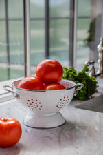 WW27 - White Solid Medium Colander - Golden Rabbit Enamelware