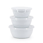 WW30 - White Solid Nesting Bowls - Golden Rabbit Enamelware