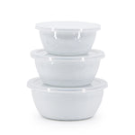 WW30 - White Solid Nesting Bowls - Golden Rabbit Enamelware