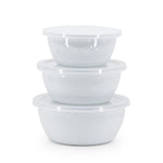 WW30 - White Solid Nesting Bowls - Golden Rabbit Enamelware