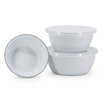 WW30 - White Solid Nesting Bowls - Golden Rabbit Enamelware