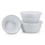 WW30 - White Solid Nesting Bowls - Golden Rabbit Enamelware