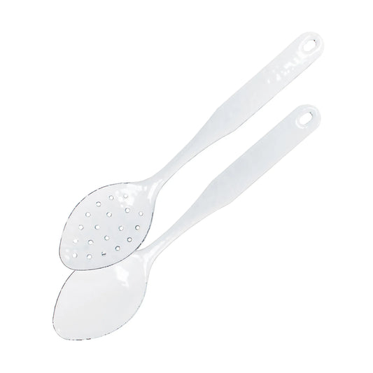 WW48 - Solid Spoon Set, White - Golden Rabbit Enamelware