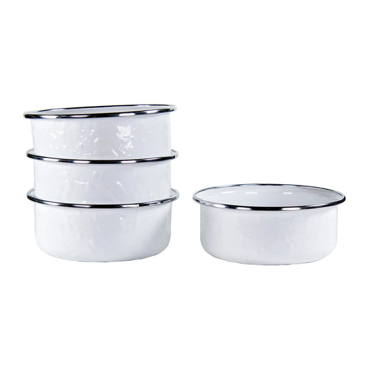 WW60S4 - White Solid 14 oz Soup Bowls - Set of 4 - Golden Rabbit Enamelware