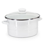 WW72 - White Solid 6 Qt Stock Pot - Golden Rabbit Enamelware