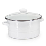 WW72 - White Solid 6 Qt Stock Pot - Golden Rabbit Enamelware