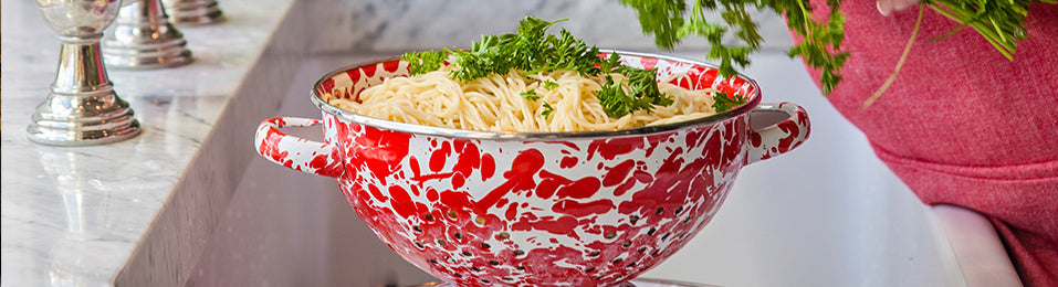 Red Swirl Enamelware | Traditional Retro Style for Everyday