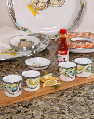 OY59S6 - Oyster Tasting Dishes - Set of 6 - Golden Rabbit Enamelware