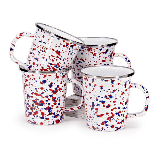 AM66S4 - Set of 4 Americana Latte Mugs - Golden Rabbit Enamelware