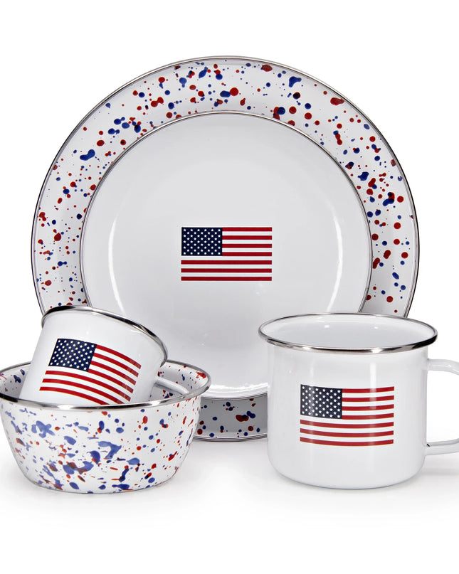 AM61S4 - Set of 4 Americana Salad Bowls - Golden Rabbit Enamelware