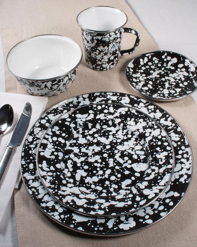 BL37 - Black Swirl Salt & Pepper - Golden Rabbit Enamelware