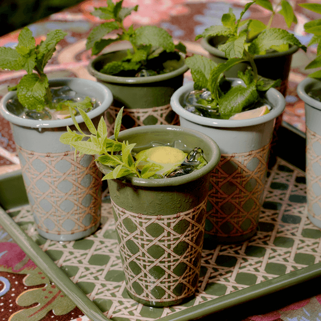 Domino x CCH Wicker 14 oz Tumblers, Set of 4
