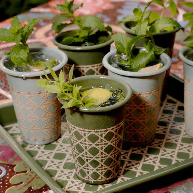 Domino x CCH Wicker 14 oz Tumblers, Set of 4