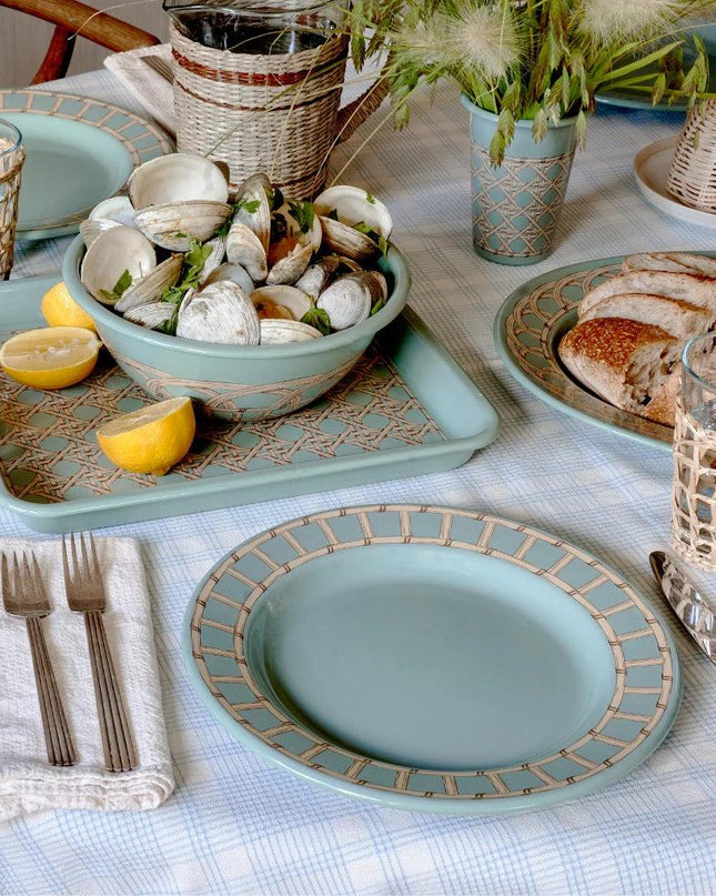 Domino x CCH Wicker Dinner Plates, Set of 4