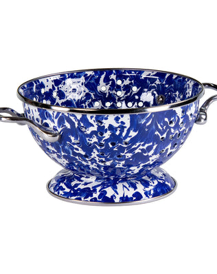 CBCOLS - Cobalt Swirl Set Of Colanders - Golden Rabbit Enamelware