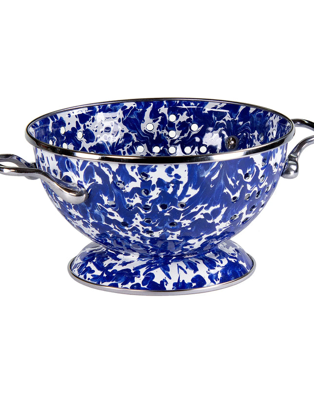 CBCOLS - Cobalt Swirl Set Of Colanders - Golden Rabbit Enamelware