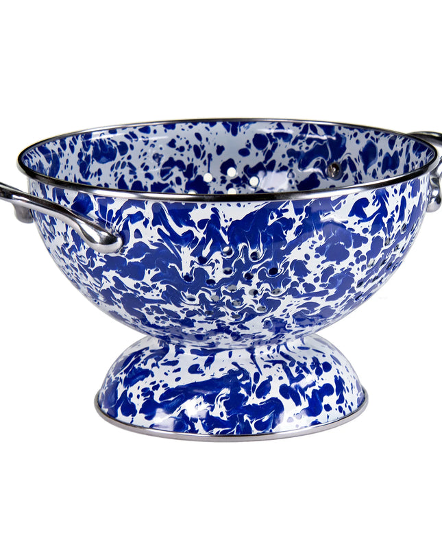 CBCOLS - Cobalt Swirl Set Of Colanders - Golden Rabbit Enamelware
