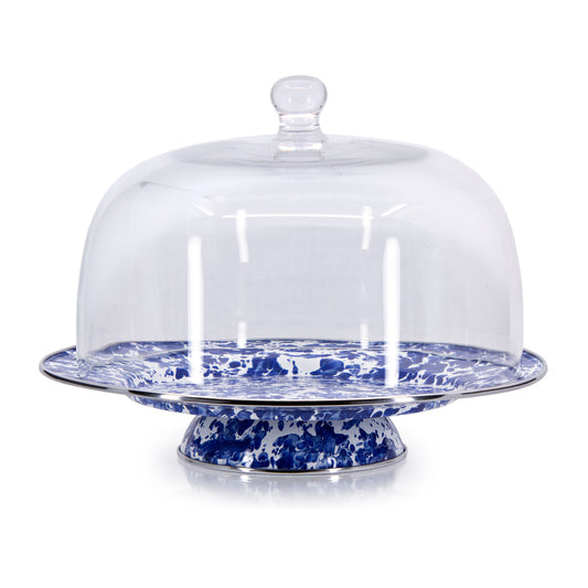 Cobalt Swirl Cake Plate with Cover