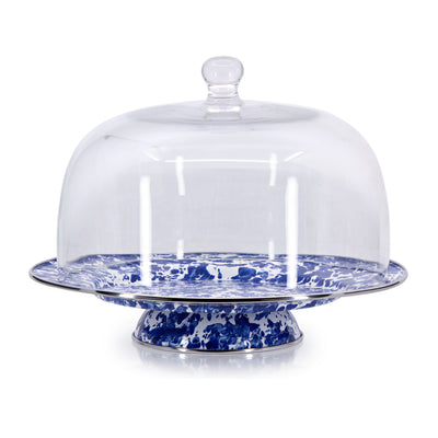 Cobalt Swirl Cake Plate with Cover