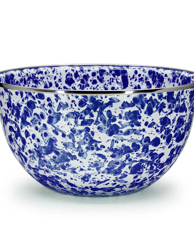 CB89 - Cobalt Swirl Large Salad Bowl - Golden Rabbit Enamelware