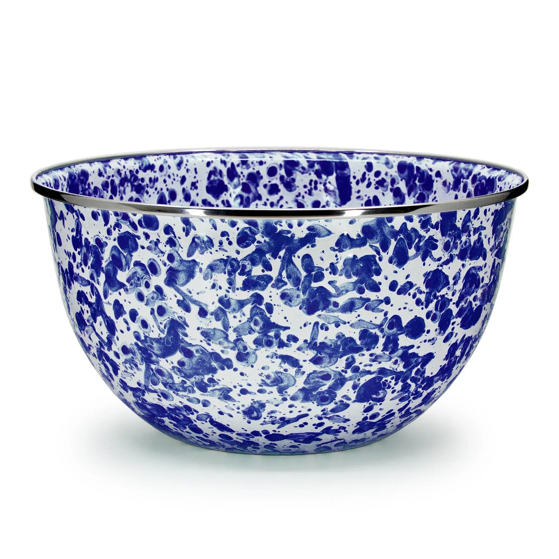 CB89 - Cobalt Swirl Large Salad Bowl - Golden Rabbit Enamelware