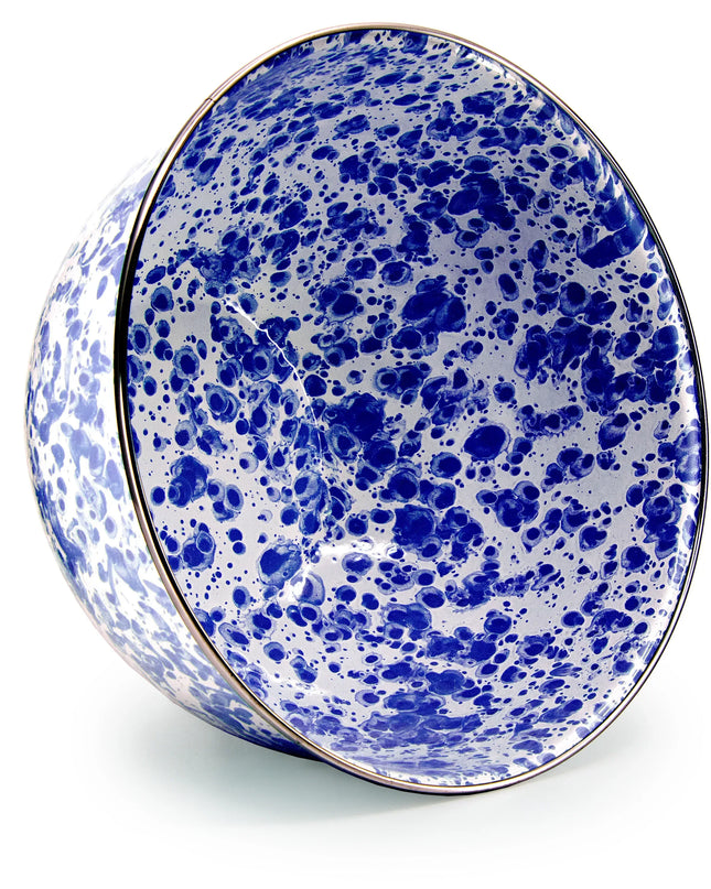 CB89 - Cobalt Swirl Large Salad Bowl - Golden Rabbit Enamelware