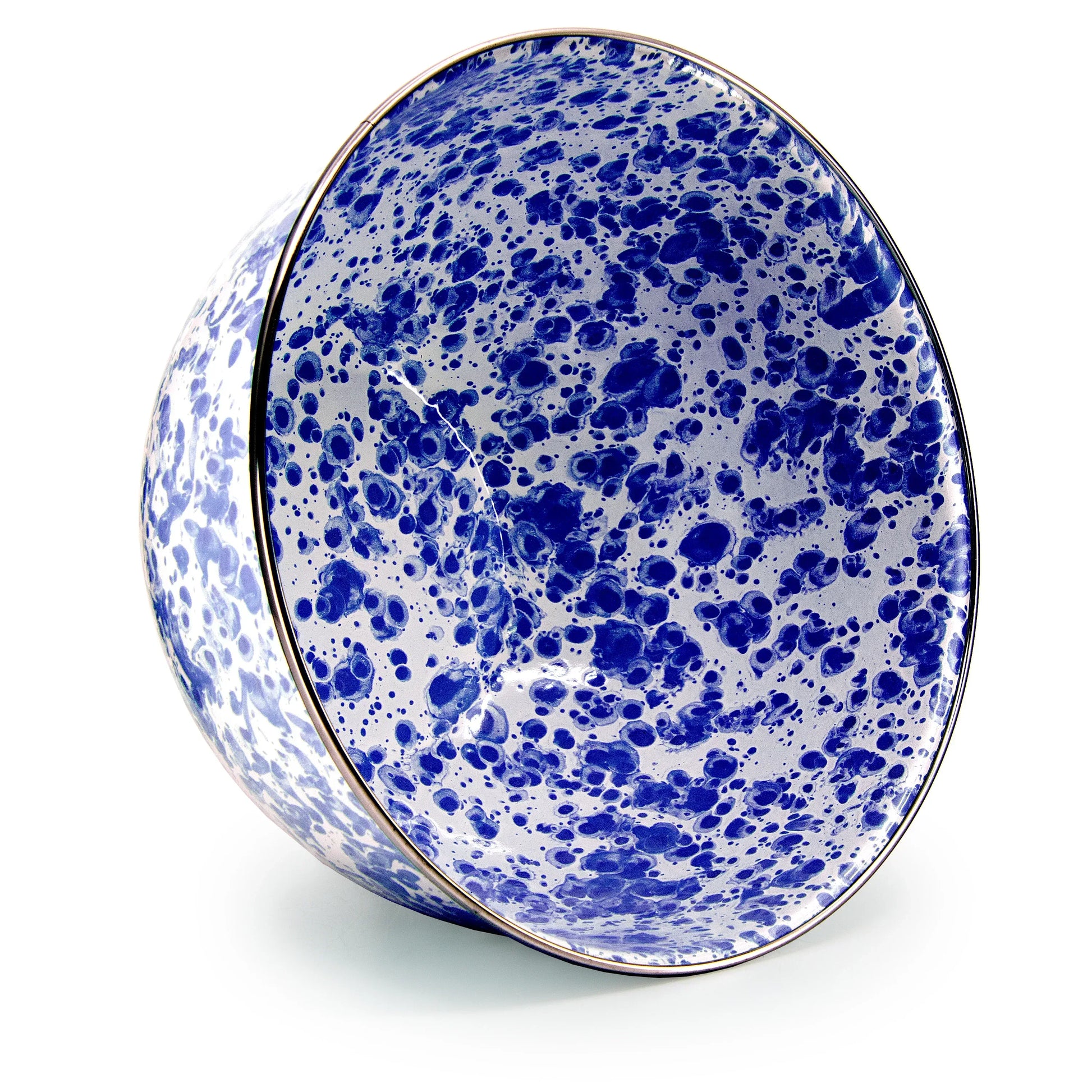 CB89 - Cobalt Swirl Large Salad Bowl - Golden Rabbit Enamelware