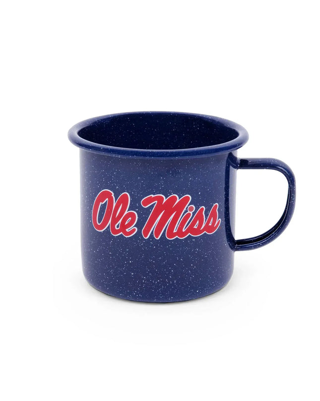 CK112NVY-OM01 - U of Mississippi Enamelware 16oz Mug, Navy Speckle - Golden Rabbit Enamelware
