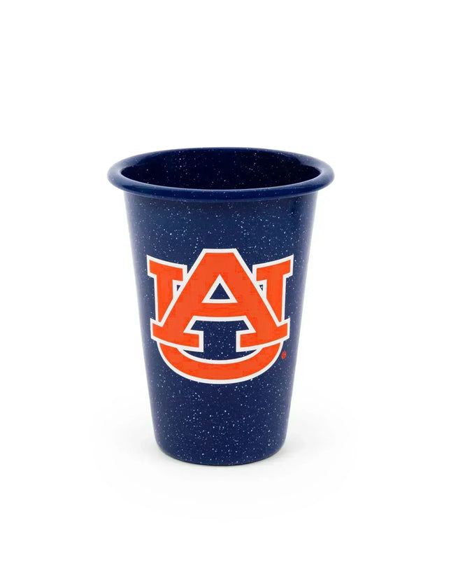CK93NVY-AU01-2 - Auburn Enamelware 14 oz Tumblers, Navy Speckle, Set of 2 - Golden Rabbit Enamelware