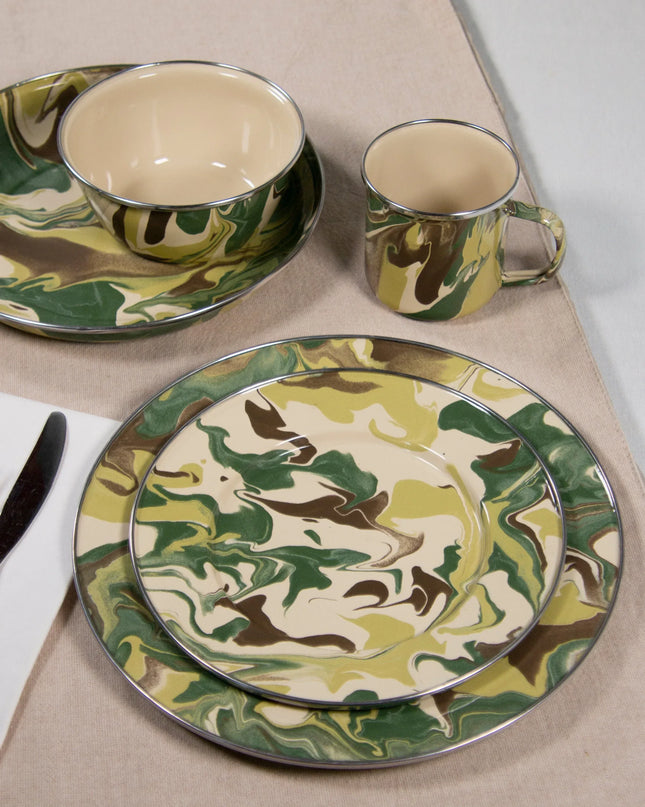 CM04S4 - Camouflage Pasta Plates - Set of 4 - Golden Rabbit Enamelware
