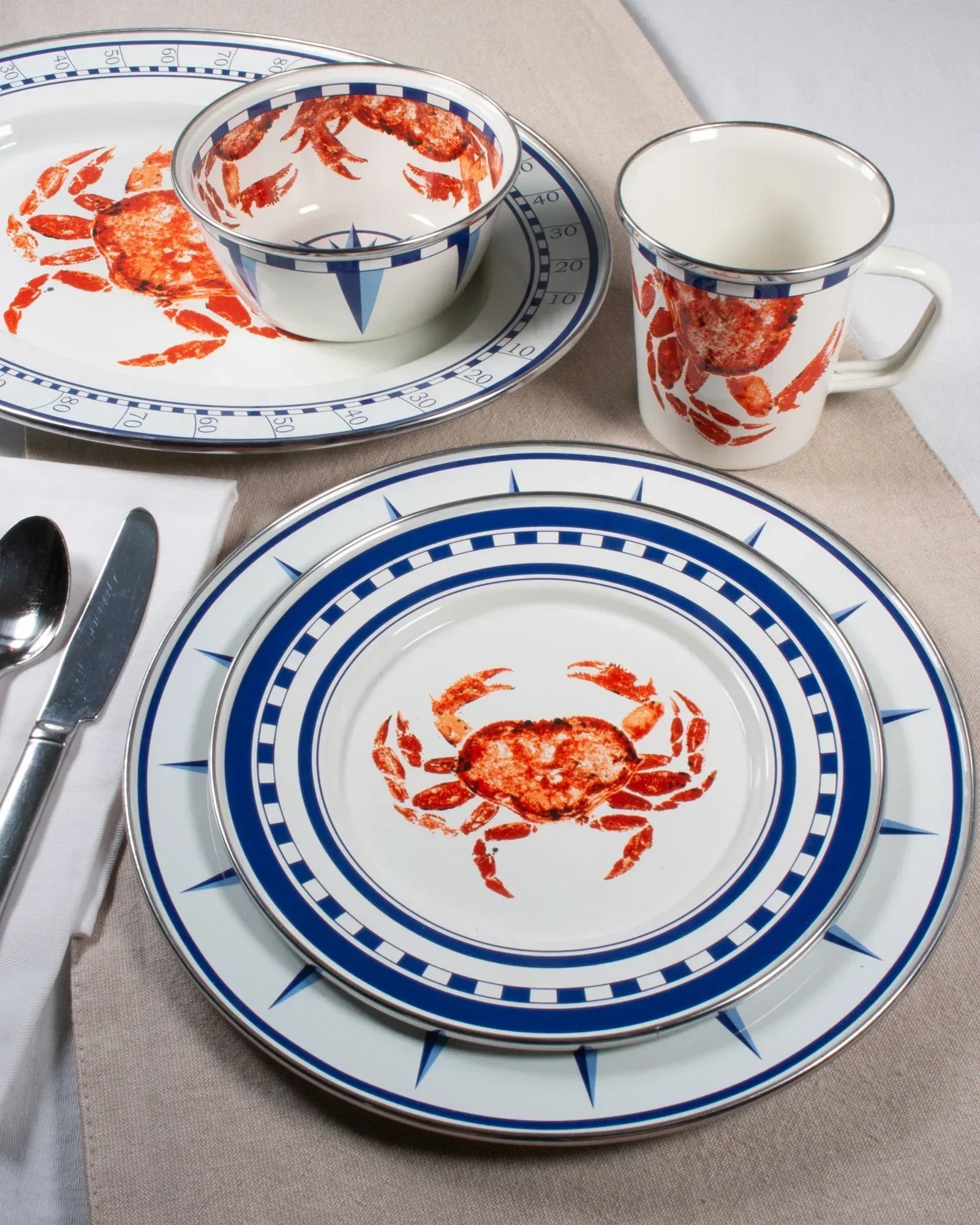 CR06 - Crab House Oval Platter - Golden Rabbit Enamelware