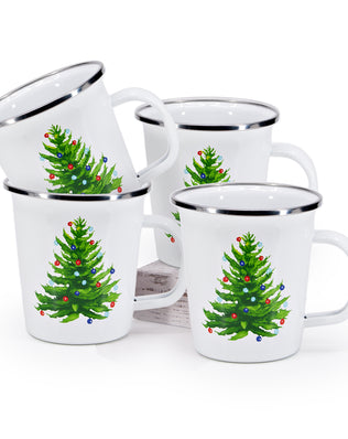 Christmas Tree 16 oz Latte Mugs - Set of 4