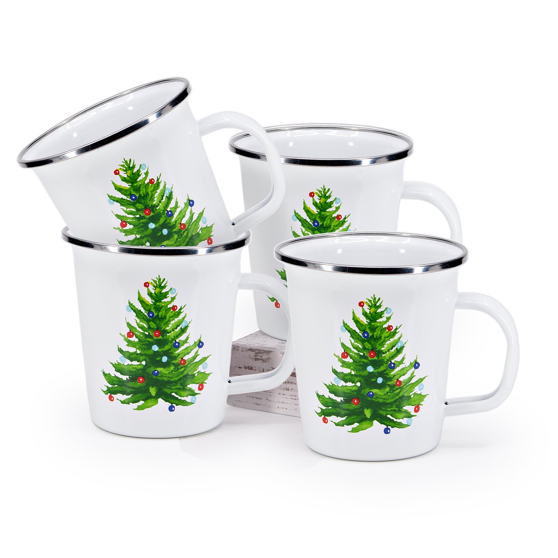 Christmas Tree 16 oz Latte Mugs - Set of 4