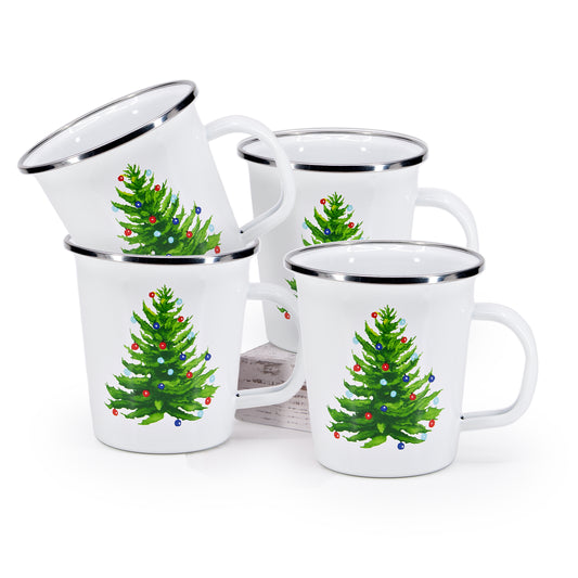 Christmas Tree 16 oz Latte Mugs - Set of 4
