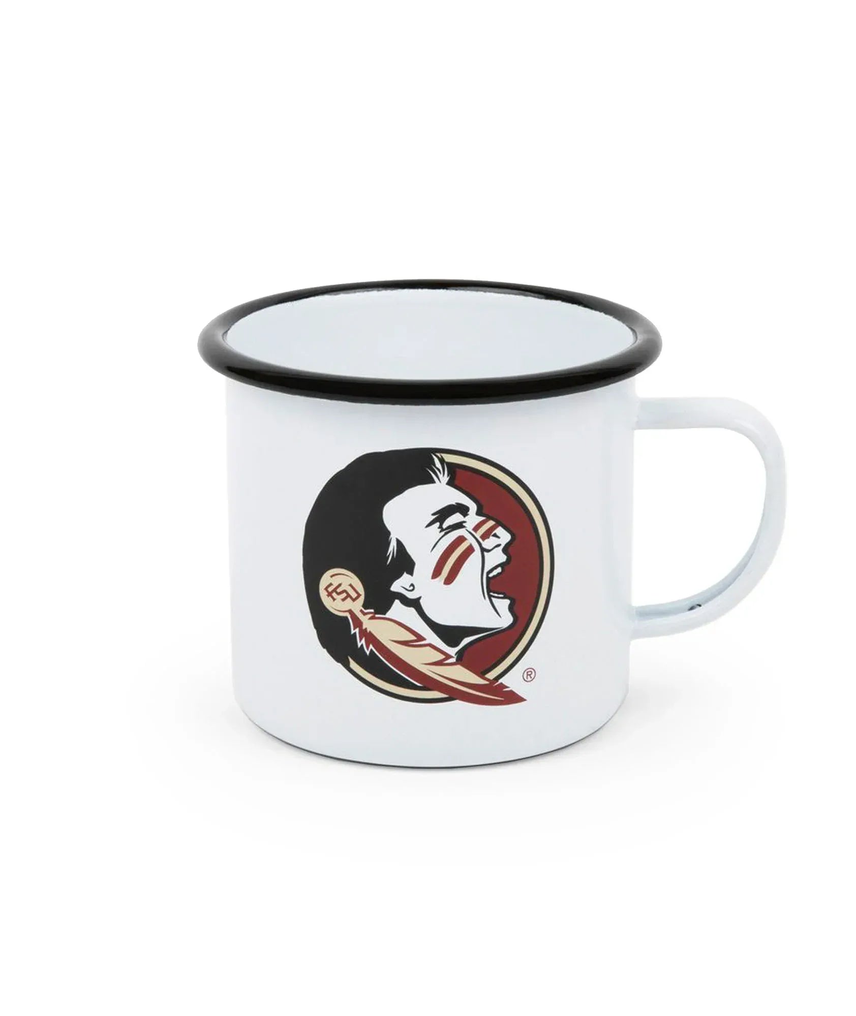 CV112BLA-FSU01 - Florida State Enamelware 16oz Mug, Black Rim - Golden Rabbit Enamelware