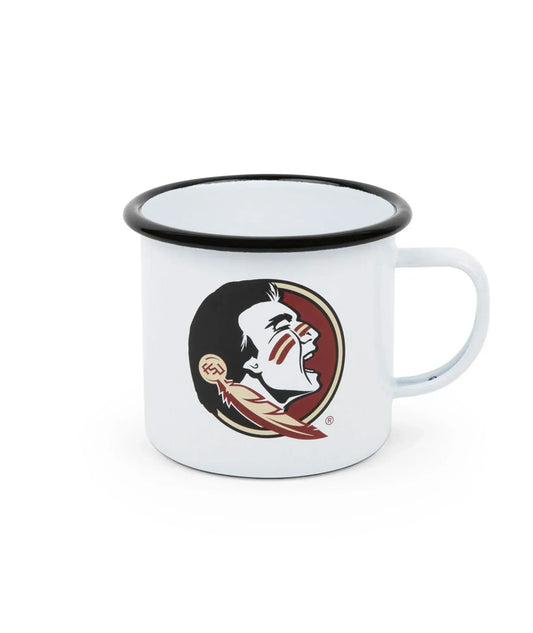 CV112BLA-FSU01 - Florida State Enamelware 16oz Mug, Black Rim - Golden Rabbit Enamelware