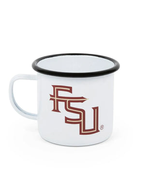 CV112BLA-FSU01 - Florida State Enamelware 16oz Mug, Black Rim - Golden Rabbit Enamelware