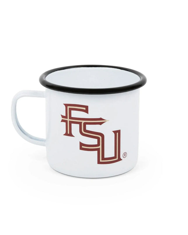 CV112BLA-FSU01 - Florida State Enamelware 16oz Mug, Black Rim - Golden Rabbit Enamelware