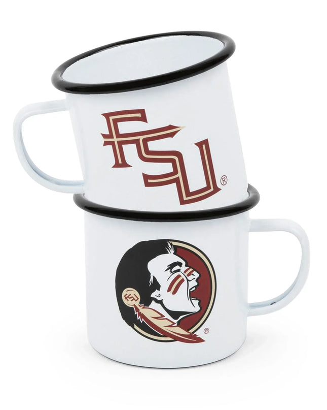 CV112BLA-FSU01 - Florida State Enamelware 16oz Mug, Black Rim - Golden Rabbit Enamelware