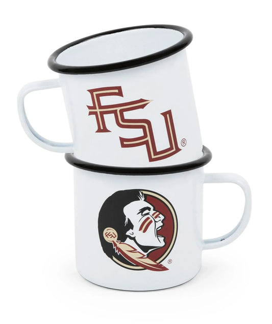 CV112BLA-FSU01 - Florida State Enamelware 16oz Mug, Black Rim - Golden Rabbit Enamelware