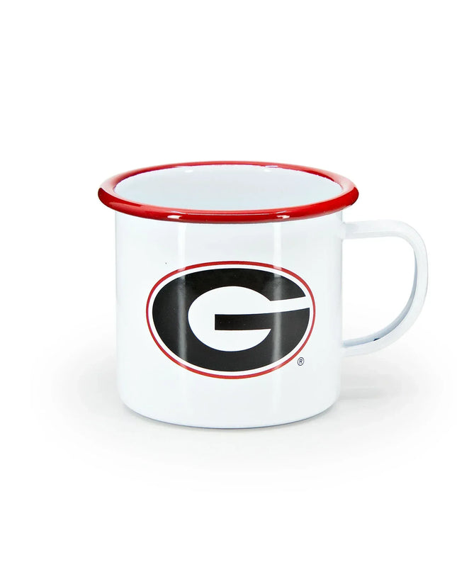 CV112RED-UGA01 - U of Georgia Enamelware 16oz Mug, Red Rim - Golden Rabbit Enamelware