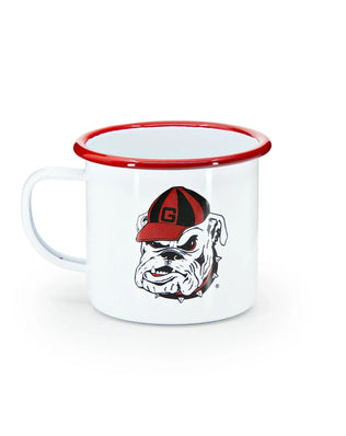 CV112RED-UGA01 - U of Georgia Enamelware 16oz Mug, Red Rim - Golden Rabbit Enamelware
