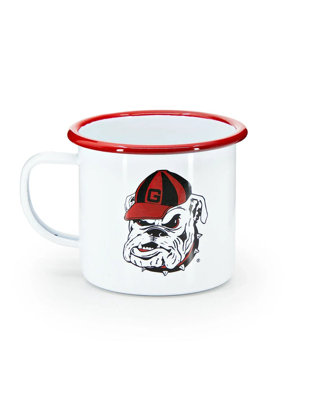 CV112RED-UGA01 - U of Georgia Enamelware 16oz Mug, Red Rim - Golden Rabbit Enamelware