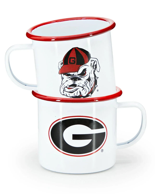 CV112RED-UGA01 - U of Georgia Enamelware 16oz Mug, Red Rim - Golden Rabbit Enamelware
