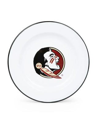 CV20BLA-FSU02-4 - Florida State Enamelware Dinner Plates, Black Rim, Set of 4 - Golden Rabbit Enamelware