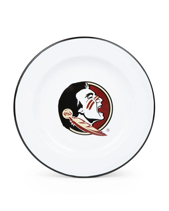 CV20BLA-FSU02-4 - Florida State Enamelware Dinner Plates, Black Rim, Set of 4 - Golden Rabbit Enamelware
