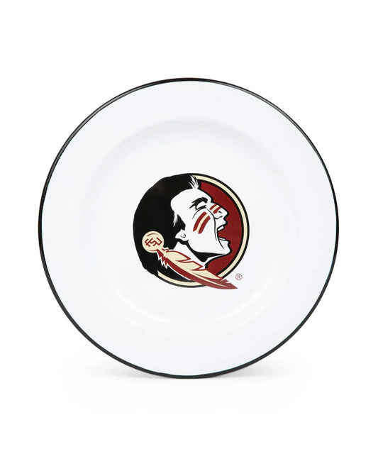 CV20BLA-FSU02-4 - Florida State Enamelware Dinner Plates, Black Rim, Set of 4 - Golden Rabbit Enamelware
